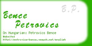 bence petrovics business card